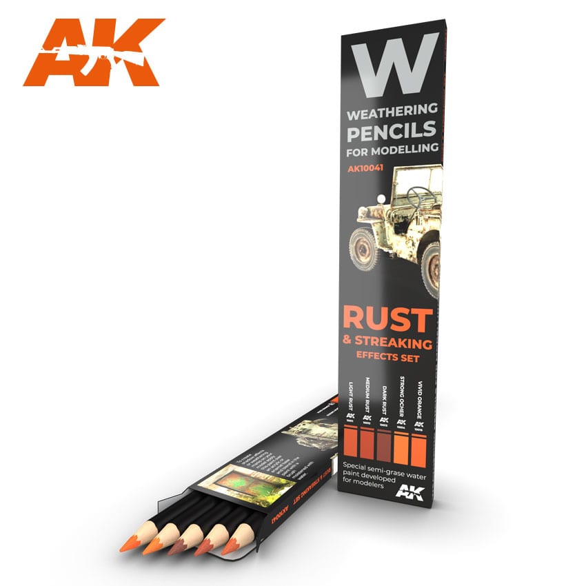 Weathering Pencils: RUST & STREAKING, EFFECTS Set-AK10041