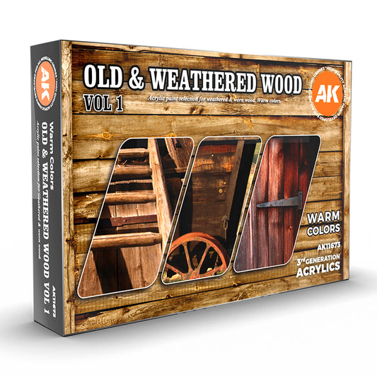 Old & Weathered Wood Vol.1 3G Acrylic Paint Set (6 Colors) 17ml Bottles - AK11673