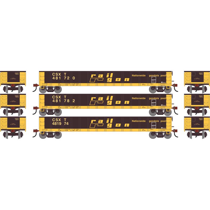 52' Mill Gondola, CSXT #481720/481782/481974 3-Pack - ATH-1861 : HO
