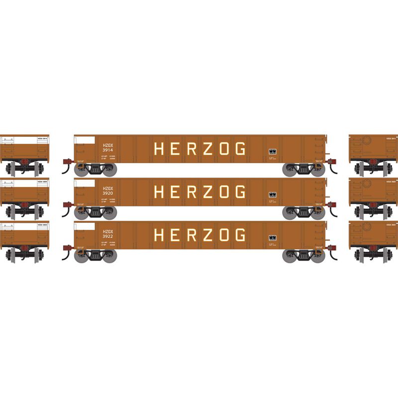 52' Mill Gondola, Herzog HZGX #3914/3920/3922 3-Pack - ATH-1864 : HO