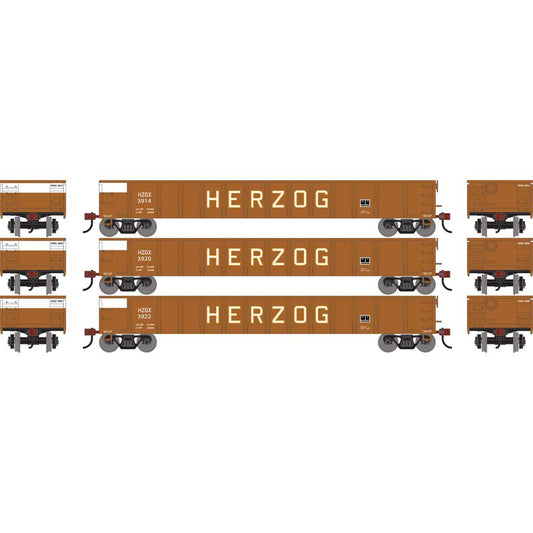52' Mill Gondola, Herzog HZGX #3914/3920/3922 3-Pack - ATH-1864 : HO