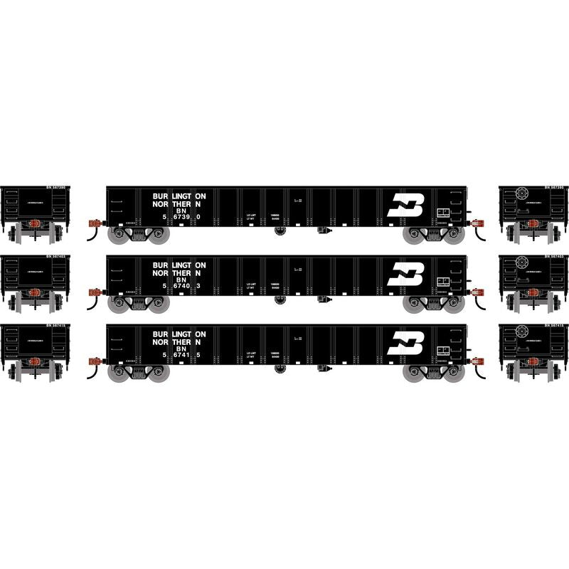 52' Mill Gondola, BN #567390/567403/567415 3-Pack - ATH-1986 : HO
