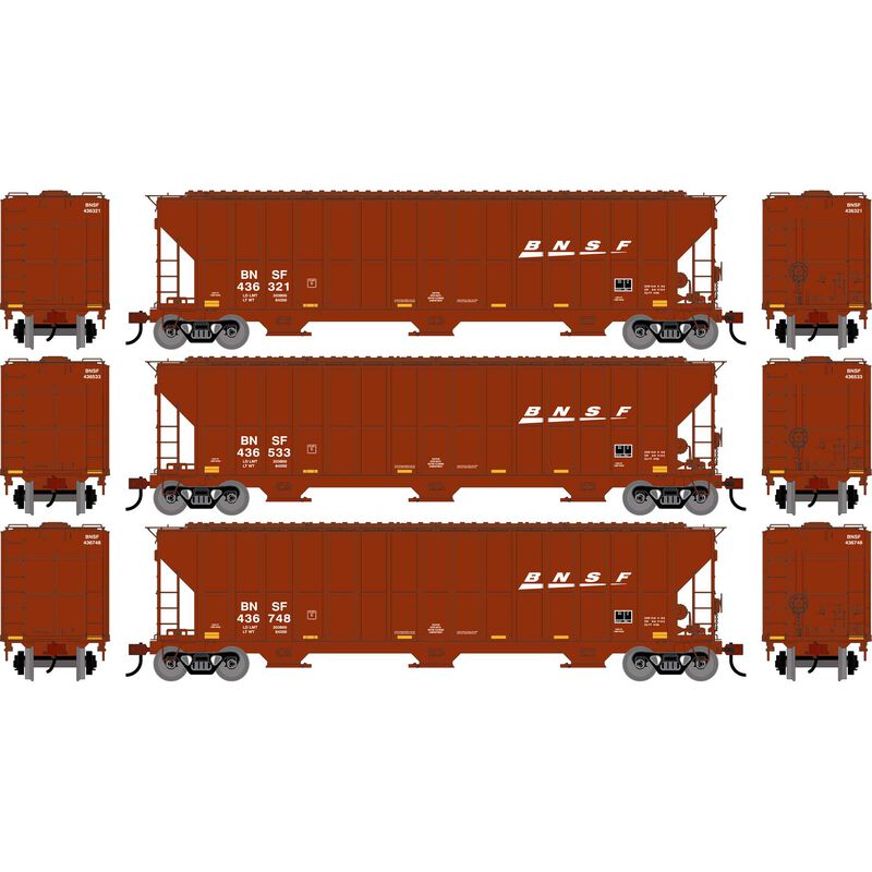 FMC 4700 Covered Hopper, BNSF #436321/436533/436748 3-Pack - ATH-2484 : HO