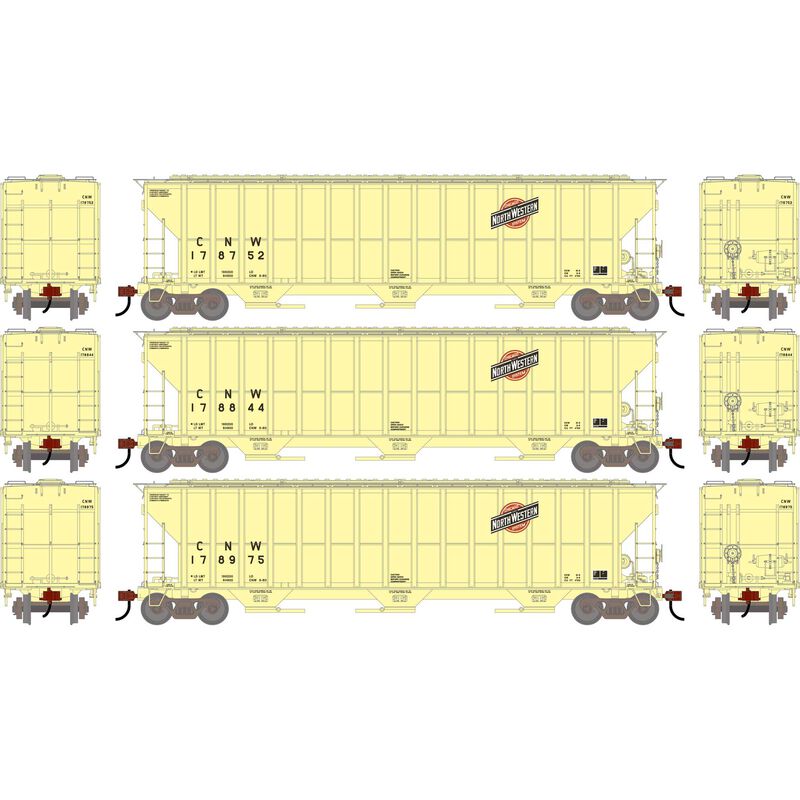 FMC 4700 Covered Hopper, Primed For Grime CNW #178752/178844/178975 3-Pack - ATH-2487 : HO