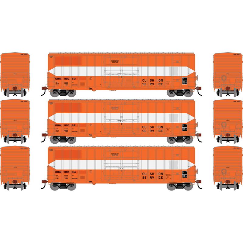 50' FMC 5327 Plug Door Boxcar, GBW #10063/10082/10094 3-Pack - ATH-2782 : HO