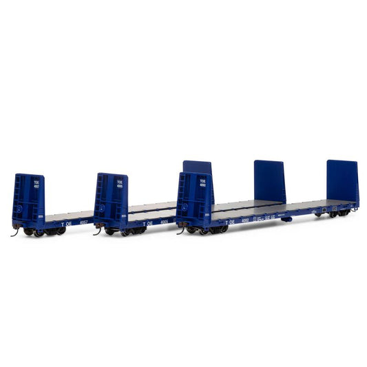 60' Bulkhead Flat Car, TOE #4005/4057/4092 3-pack - 17223 : HO