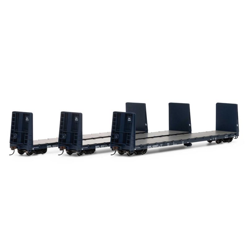 60' Bulkhead Flat Car, MRL #62007/62012/62019 3-pack - 17226 : HO