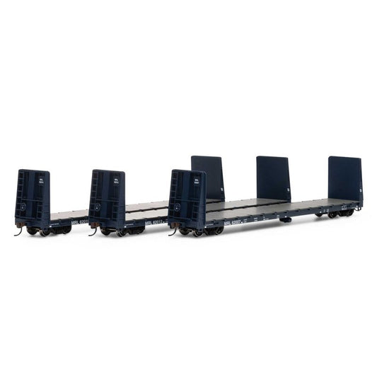 60' Bulkhead Flat Car, MRL #62007/62012/62019 3-pack - 17226 : HO