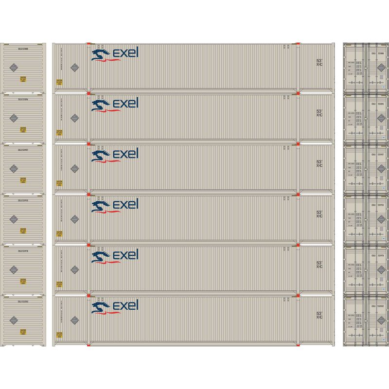 53' CIMC Container, Exel #1 (6-pack) - 28525 : HO