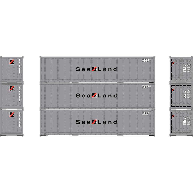 40' Smooth Side Containers Sealand SEAU 406118, 406123, 461336 (3-pack) - 63391 : HO
