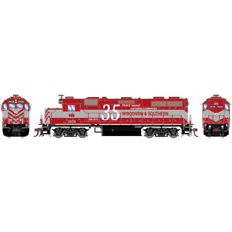 EMD GP39-2 PH I Locomotive, DC/DCC Ready , Wisconsin Southern "35th Anniversary" WSOR/WAMX #3928 - ATHG-1974 : HO