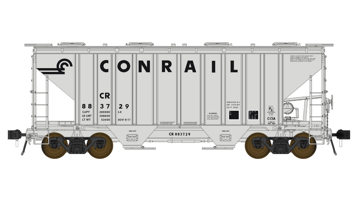 PS 3000CD Two-Bay Hopper Car - Conrail #883925 - FC01010 : HO