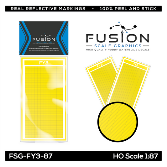 Railroad Freight Car Bright Yellow Reflective Markings Set - FSGFY387 : HO