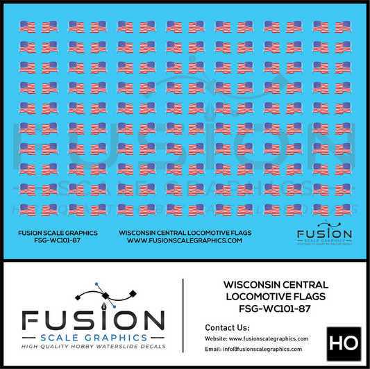 Wisconsin Central Locomotive Flags Decal Set - FSGWC10187: HO