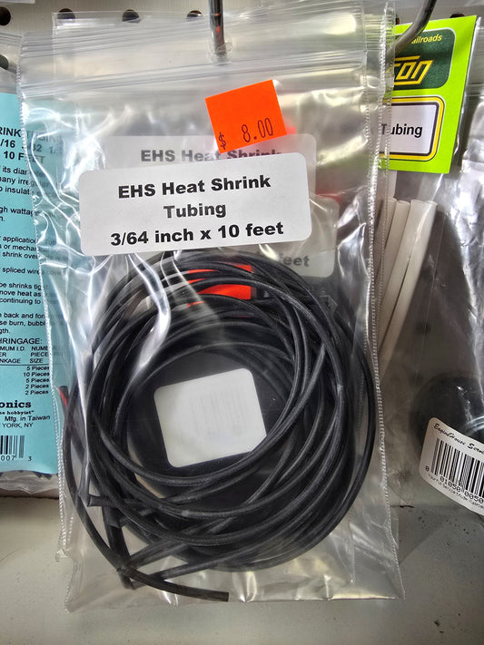Heat Shrink Tubing 3/64 Inch Black 10 FT - EHSHST364