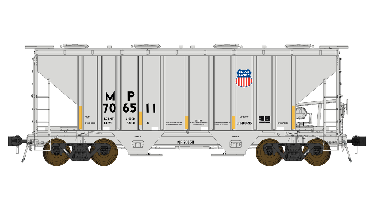 PS 3000CD Two-Bay Hopper Car - MP/UP Merger #706518 - FC01017 : HO