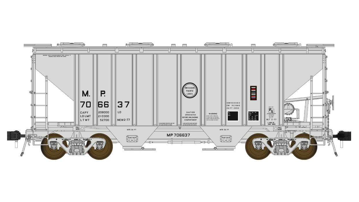 PS 3000CD Two-Bay Hopper Car - Missouri Pacific  #706637 - FC01013 : HO