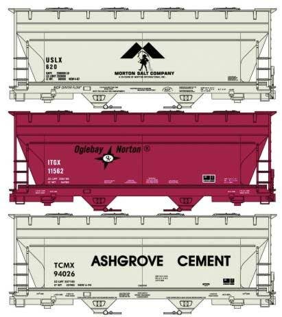 ACF 2-Bay Covered Hopper 3-Pack Kit 1 Each: Morton Salt, Oglebay Norton, Ashgrove Cement - 8171 : HO
