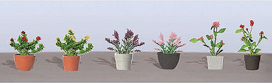 Assorted Potted Flower Plants -- Set #1 pkg(6) - 95565 : HO