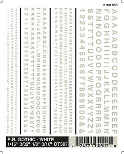 RR Gothic Letters/#s-white Dry Transfers-DT507