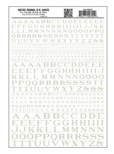 Roman, RR - White Dry Transfer Decals - MG702