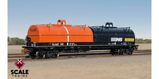 Rivet Counter Thrall 2-Hood Coil Steel Car, Elgin Joliet & Eastern/EJ&E Orange & NS Black Hoods #7401 - SXT40306 : HO