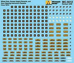 Freight Car Data Wheel Inspection Dots &amp; Excess Height Placards ds 1978+ - 5012 : HO