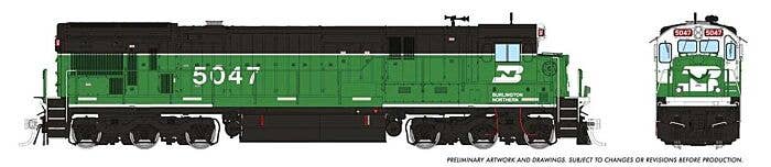 GE C36-7 (DC/Silent): Burlington Northern - Whiteface w/ stripe: #5047 - 42101 : HO