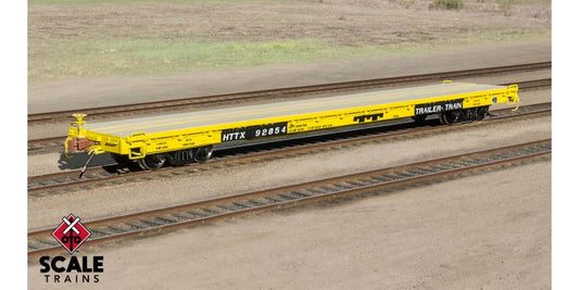 HO Scale Pullman-Standard F60GH 60' Flatcar, Trailer Train/Yellow/TT Logo/HTTX #93904 - 15060 : HO