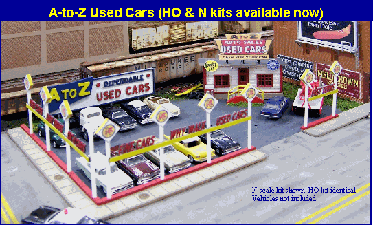 A-to-Z Used Car Lot Laser Cut Wood Kit - 197 : HO