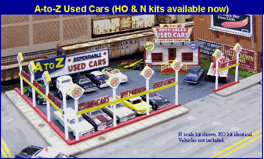A-to-Z Used Car Lot Laser Cut Wood Kit - 197 : HO