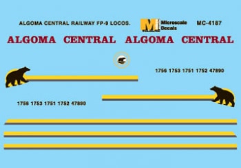 Algoma Central FP9 Diesel (1995+) Decal MC-4187 : HO