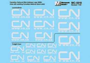 Canadian National Web Addresses Logo 2008+ Decal -MC-5010 : HO