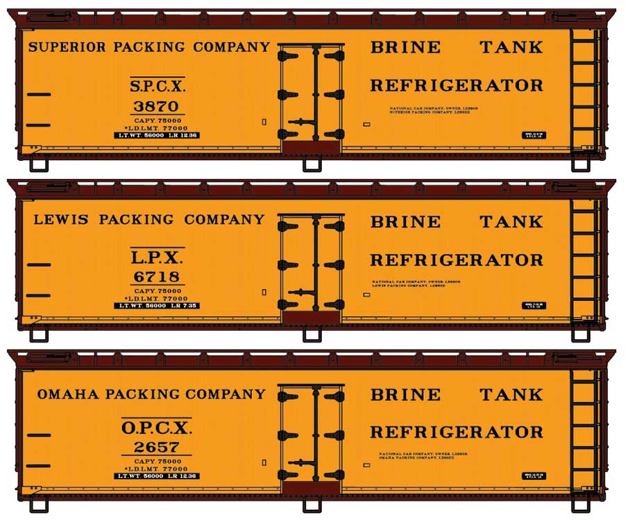 40' Wood Reefer 3-Pack - Kit -- Superior Packing #3870, Lewis Packing #6718, Omaha Packing #2657 - 8194 : HO