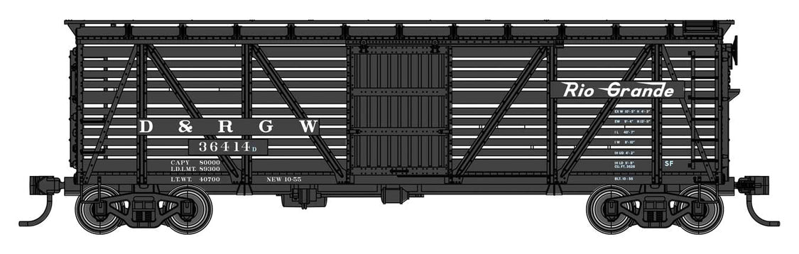 40' Wood Stock Car with Dreadnaught ends - Ready to Run -- Denver & Rio Grande Western #36432D - 41512 : HO