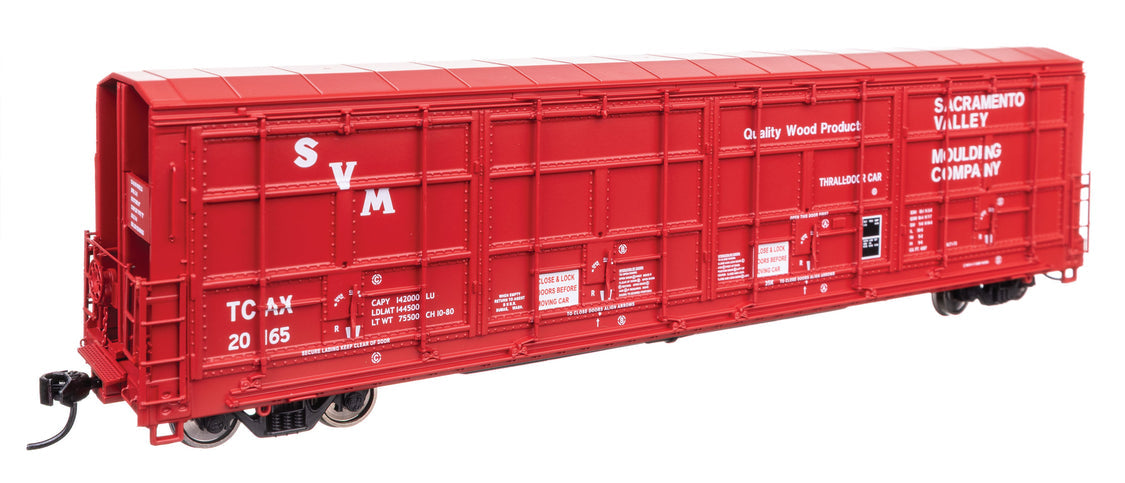 56' Thrall All-Door Boxcar - Ready to Run -- Sacramento Valley Moulding TCAX #20165  - 101953 : HO