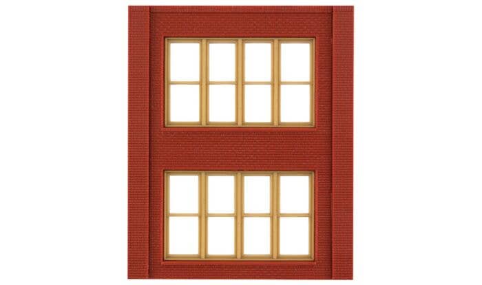 Two-Story Brick Wall Sections w/Victorian Windows Kit - 30144 : HO