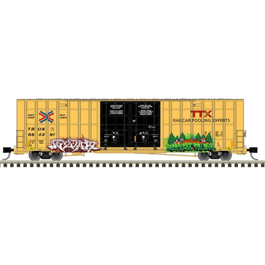 GUNDERSON 7550 DOUBLE DOOR BOX CAR TTX [GRAFFITI] #664263 - 50006938 : N