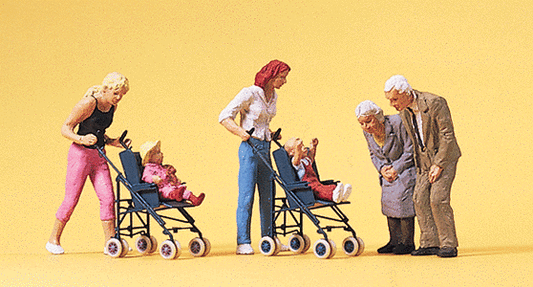Pedestrians -- Mothers w/Children In Strollers & Grandparents - 10493 : HO