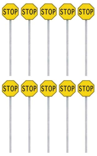 Stop Signs pkg(10) -- 1924-1954 (yellow, black) - 4211 : HO