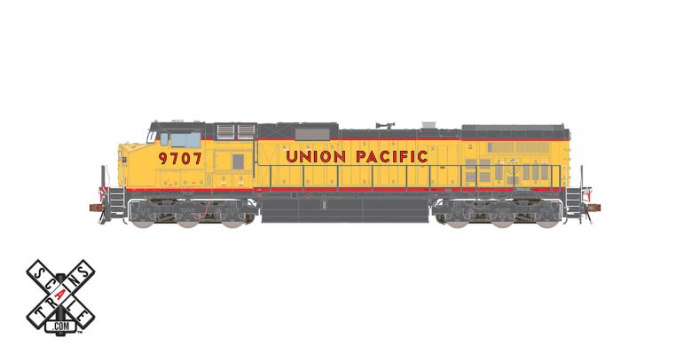 Rivet Counter GE C44-9W, Union Pacific/Early with Red Frame Stripe #9707 DCC & Sound Equipped-33504 : HO