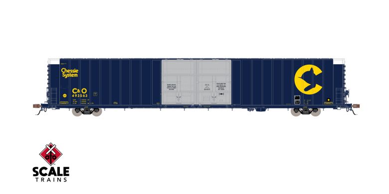 Rivet Counter Thrall 86' High-Cube Double-Plug-Door Boxcar, Chessie System/Unpainted Aluminum Doors/CHSY - SXT40098 : HO