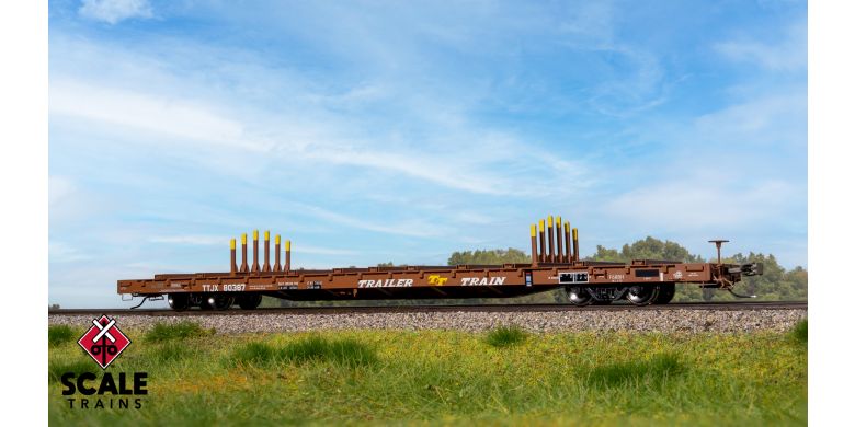 BSC F68BH Finger Rack Flatcar, Trailer Train/Oxide Red/Faded/1980s COTS/TTJX #80432 - SXT41740 : HO