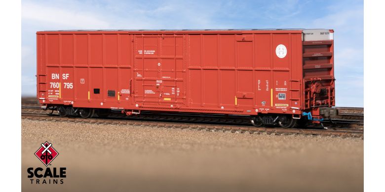 Rivet Counter N Scale Trinity 60' 7500 12' Plug-Door High-Cube Boxcar, BNSF/Circle Cross Logo/Conspicuity Stripes #760795 - SXT41786 : N