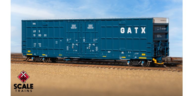 Rivet Counter N Scale Trinity 60' 7500 8' Double-Plug-Door High-Cube Boxcar, GATX/English & Spanish Door Data/Conspicuity Stripes/LRS #130001 - SXT41796 : N