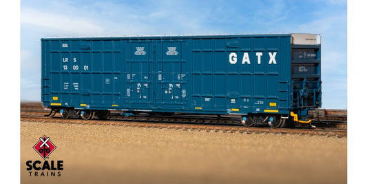 Rivet Counter N Scale Trinity 60' 7500 8' Double-Plug-Door High-Cube Boxcar, GATX/English & Spanish Door Data/Conspicuity Stripes/LRS #130063 - SXT41798 : N
