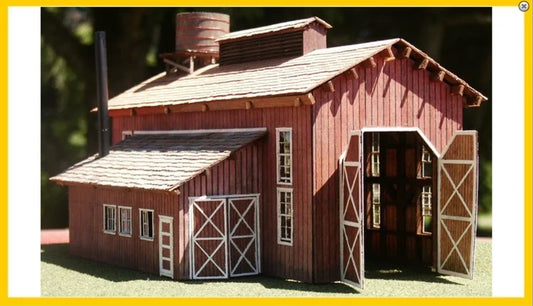Single Stall Engine House With Doors Laser Cut Wood Kit-2003 : HO