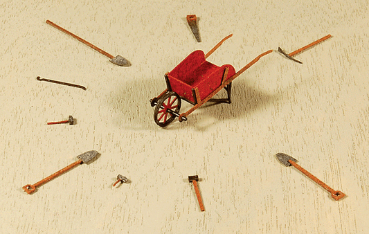 Wheelbarrow & Tool Set Laser Cut Wood Kit - 1287 : HO