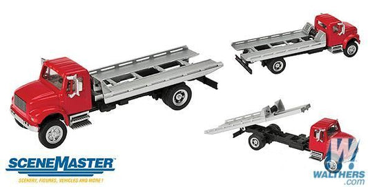 International 4900 Roll-On/Roll-Off Flatbed Red - 11591 : HO