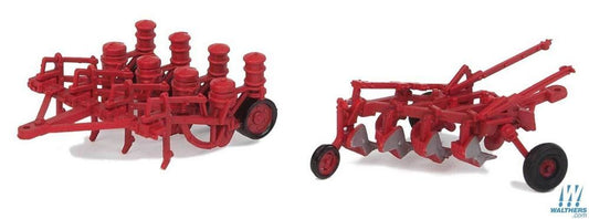 Farm Machinery Plow and Planter - Assembled -- Red - 4162 : HO